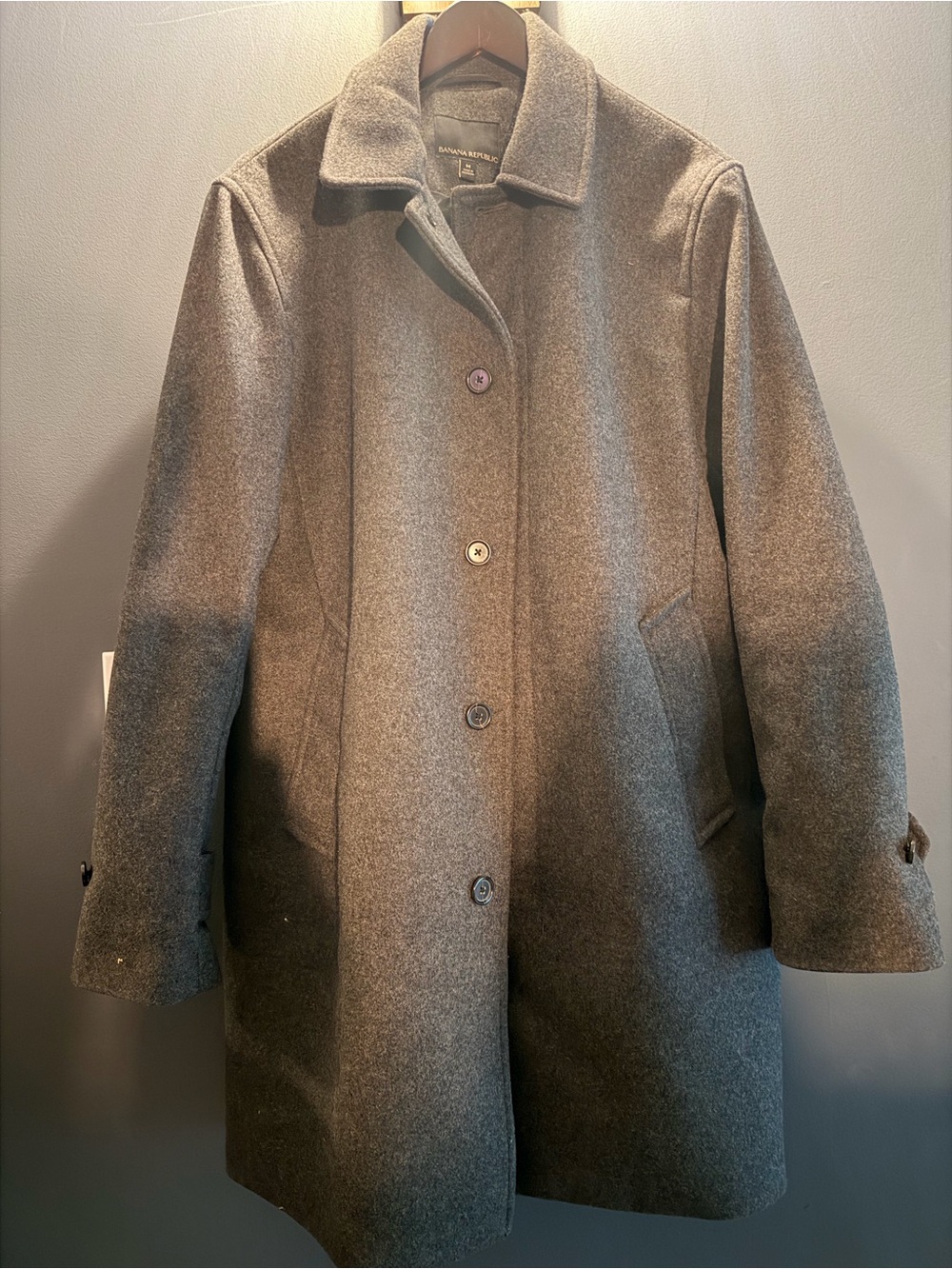 Banana Republic Mens Gray Wool-Blend Coat
